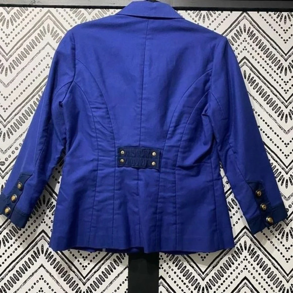CABI #900 Resort Canvas Jacket Blueberry Blazer Stretch Navy Blue Size 6 - Picture 4 of 8
